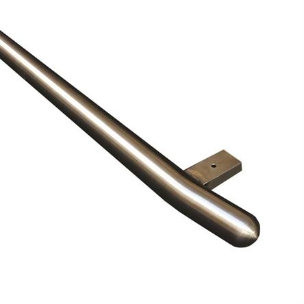 4020040_2_sidebars_mat_2.jpeg Stainless steel curved handrail with a rectangular mounting bracket visible at the end